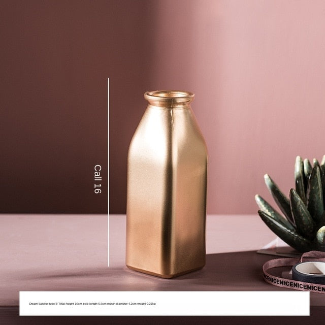 Modern Golden Glass Vase Light Luxury