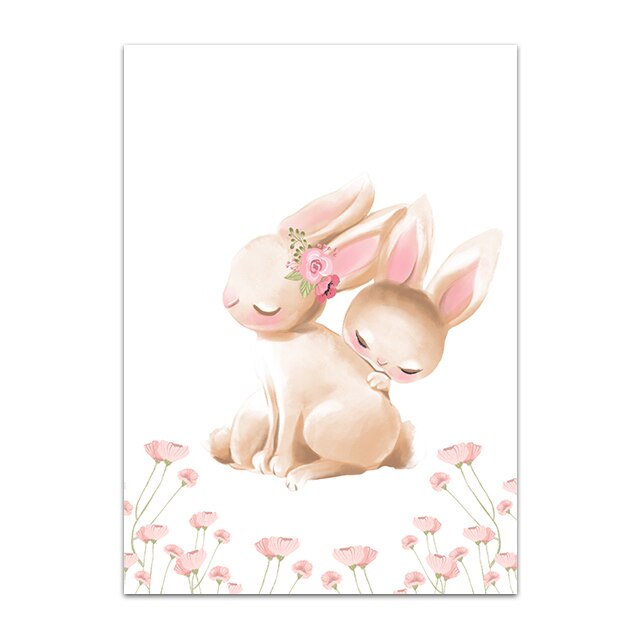 Bunny Poster Paintings Animal Wall Art