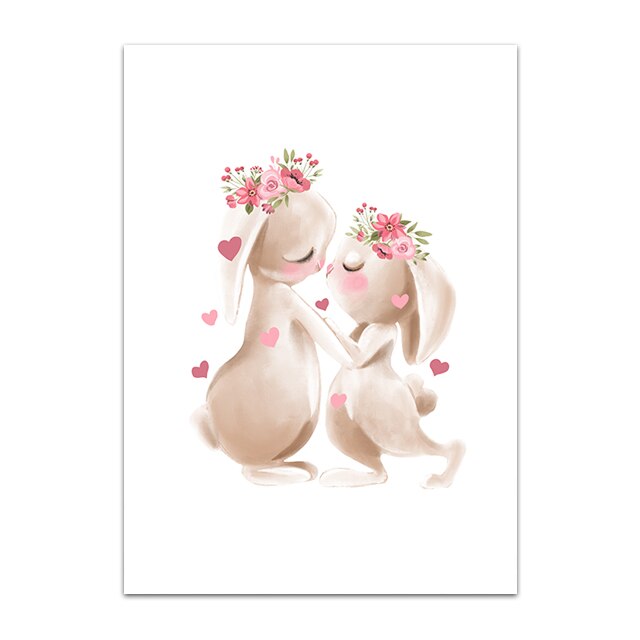 Bunny Poster Paintings Animal Wall Art