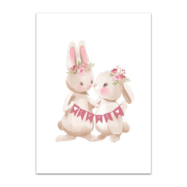 Bunny Poster Paintings Animal Wall Art