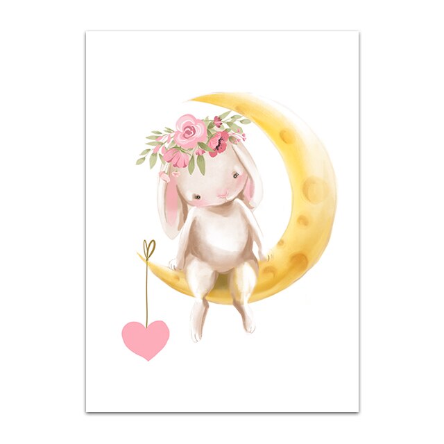 Bunny Poster Paintings Animal Wall Art