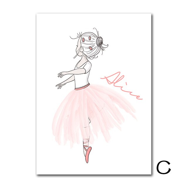 Pink Ballet Girl Canvas Painting Poster