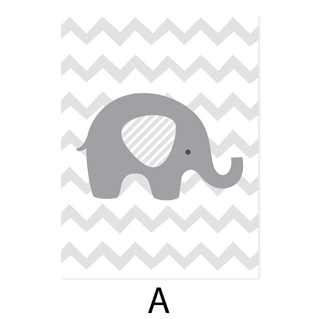 Baby's Name Gray Elephant Painting Nursery Room