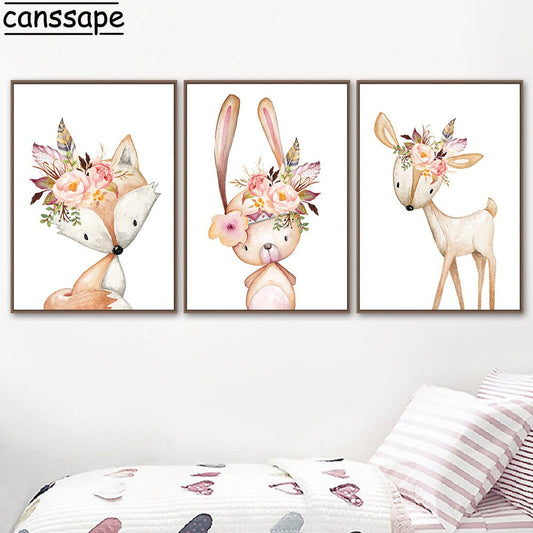 Woodland Animals Poster Wall Art Pictures