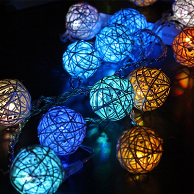 Led Rattan Balls Fairy String Decorative Lights