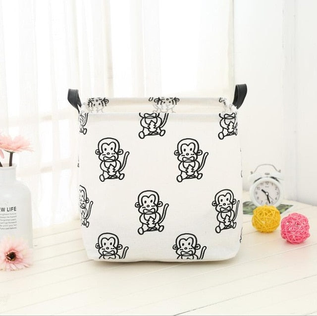 New Folding Linen Fabric Storage Basket Cube