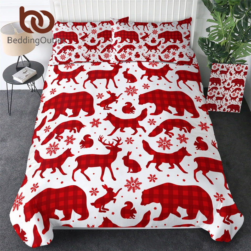 Christmas Bedding Set Red Checkered Cover