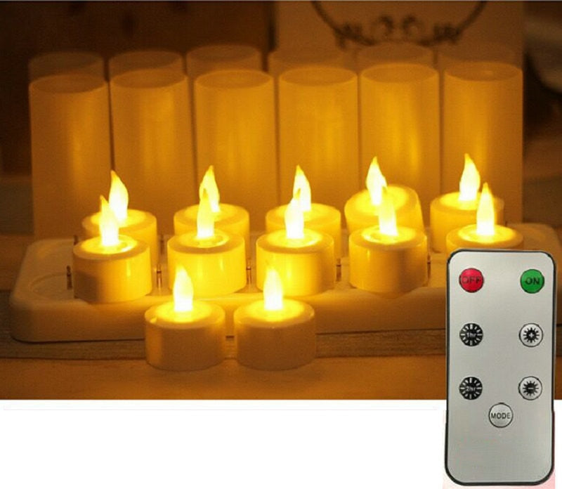 Set of 12 LED Rechargeable Flameless Candle Light