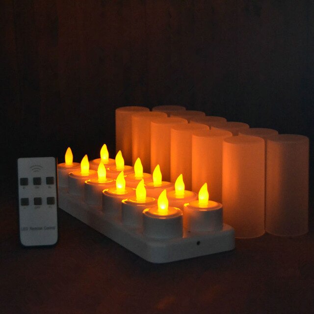 Amber Remote Controlled Rechargeable Tea Light LED