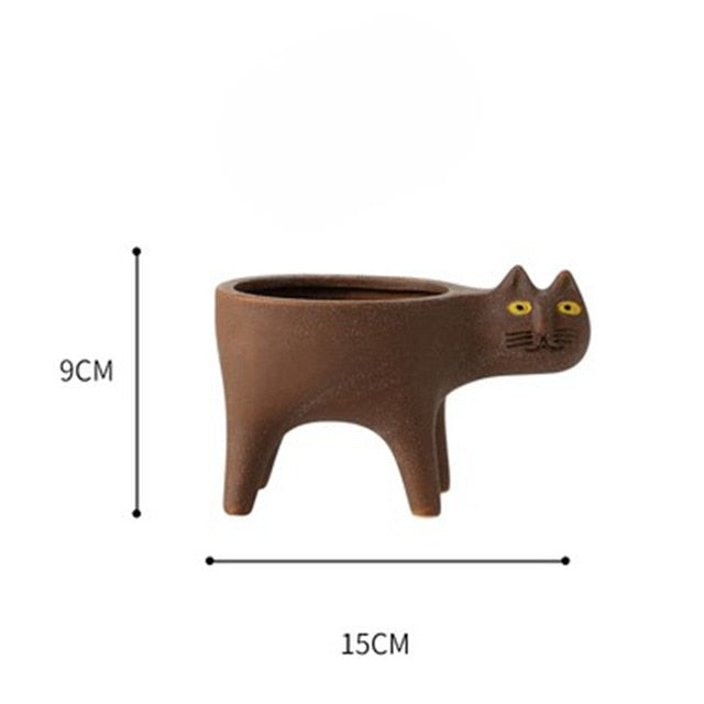 Cat Shape Porcelain Cactus Pot Planting Pot