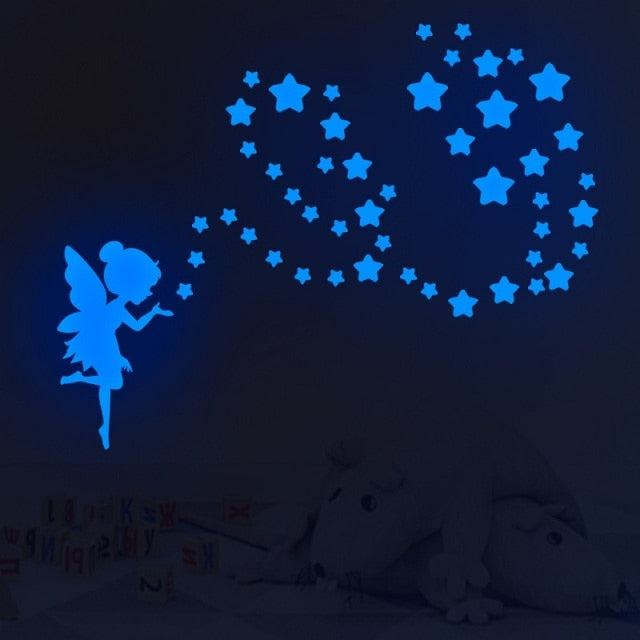 Blue Moon Stars Luminous Wall Stickers