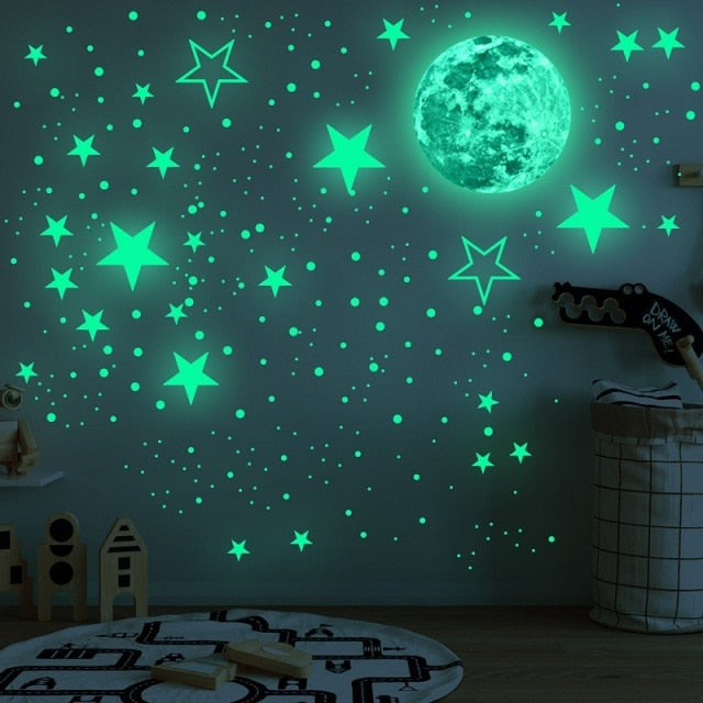 Blue Moon Stars Luminous Wall Stickers