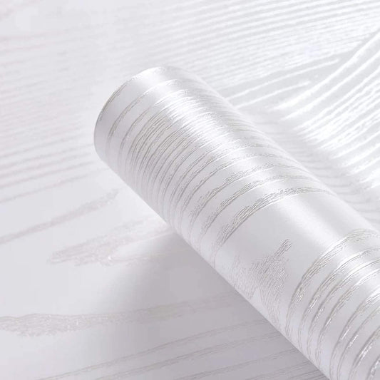 Silver White Wood Paper Vinyl Wallpaper