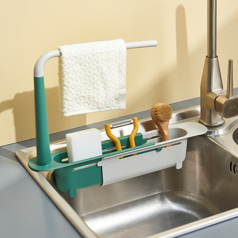 Kitchen Sinks Organizer Soap Sponge Drain Rack