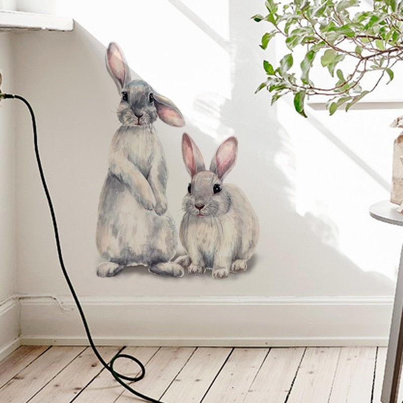 Two Cute Rabbits Wall Sticker Decoration
