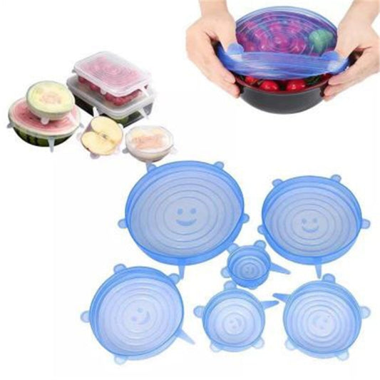6 pieces Silicone Cover Stretch Lids Reusable