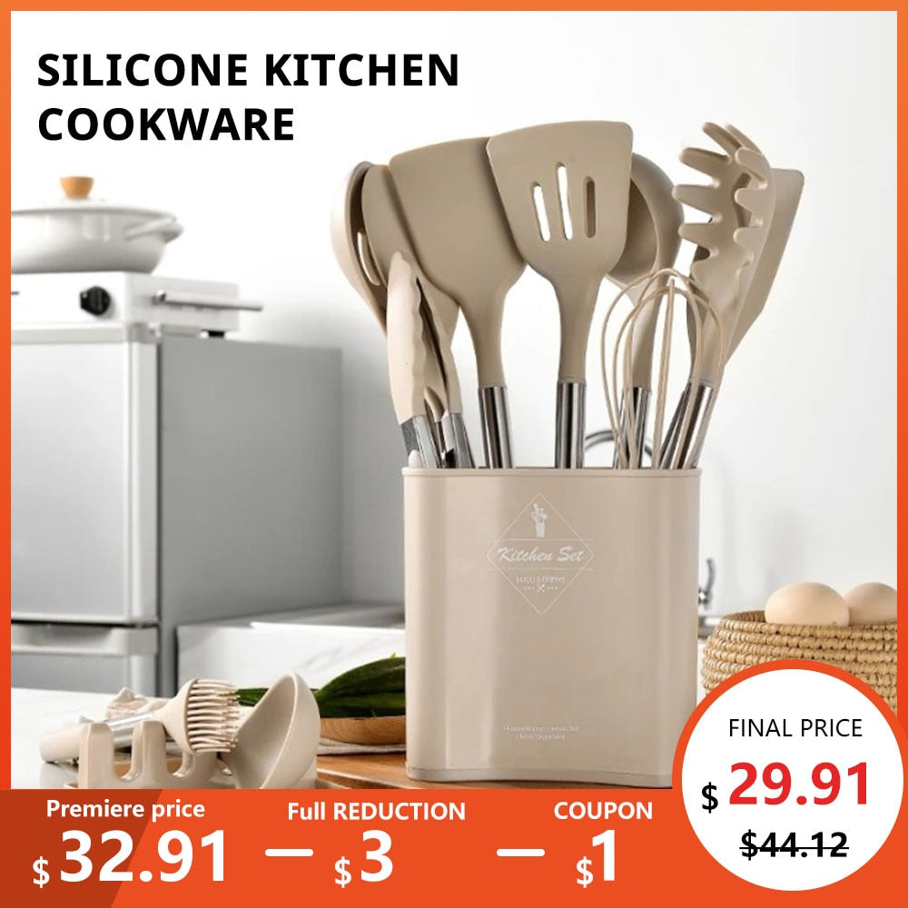 Silicone Cook Kitchenware Non-stick Utensils Set