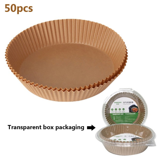 50pcs Air Fryer Disposable Round Paper Baking Mats