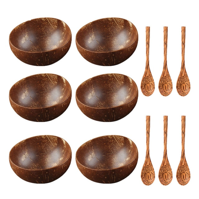 Natural Coconut Bowl Wooden Spoon Set