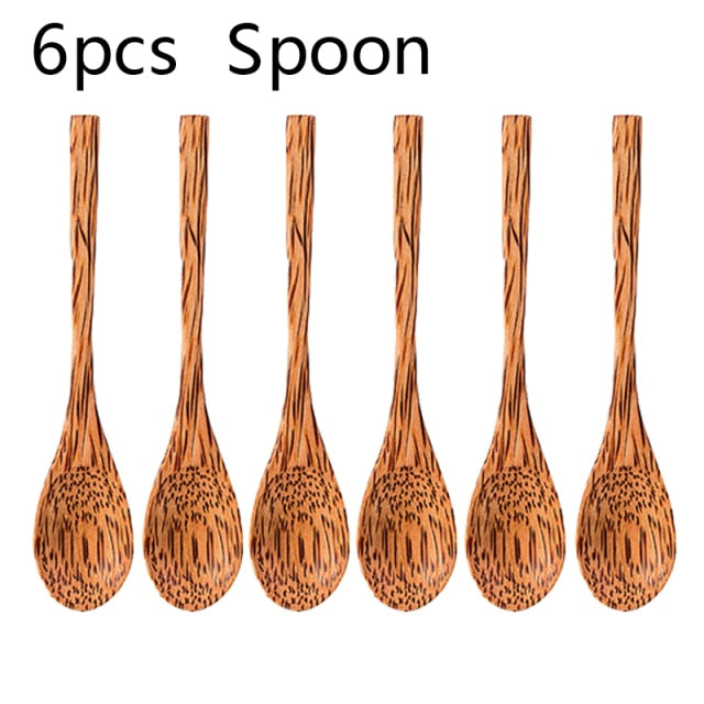 Natural Coconut Bowl Wooden Spoon Set