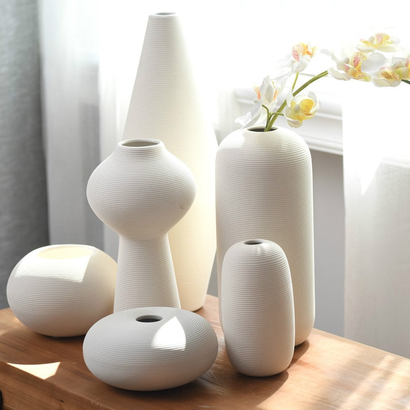 Classic White Art Ceramic Flower Vase