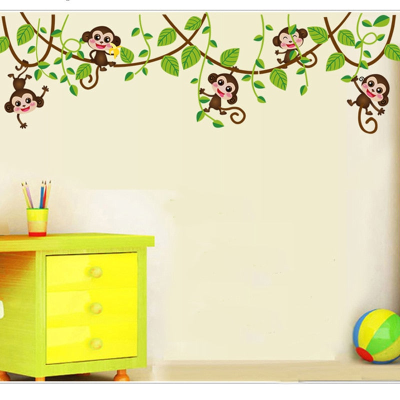 Cute mini monkeys Wall Stickers for kids room