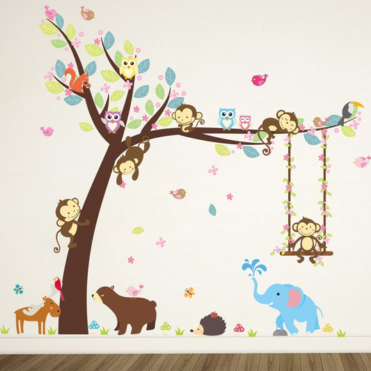 Monkey Bear Tree for kids room Wall