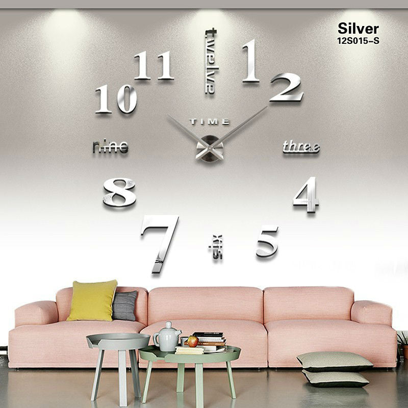 Acrylic Mirror Large Wall Clock 3D