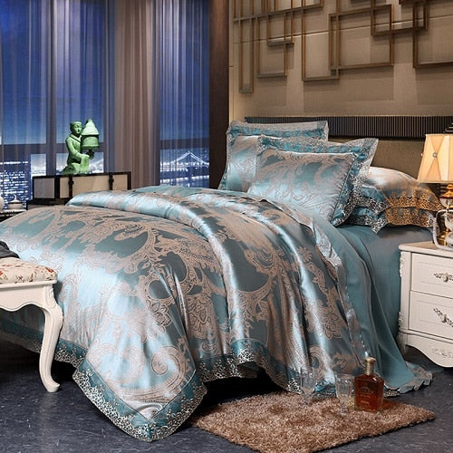 Luxury Satin Cotton Lace Bedding Set