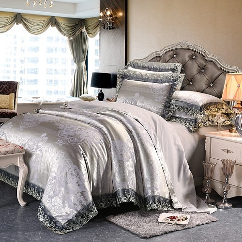 Luxury Satin Cotton Lace Bedding Set