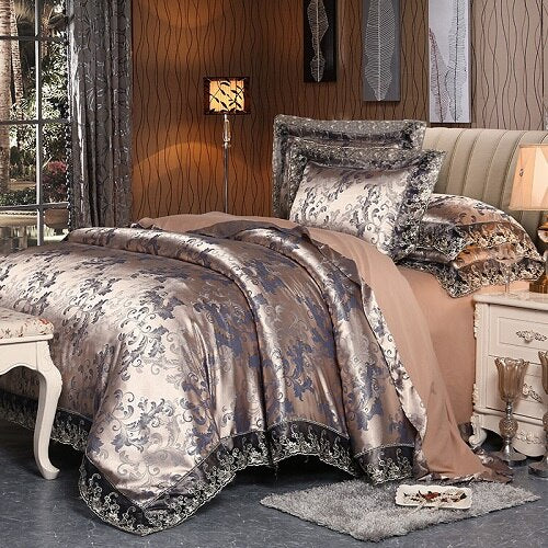 Luxury Satin Cotton Lace Bedding Set