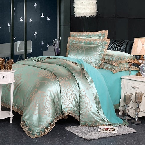 Luxury Satin Cotton Lace Bedding Set