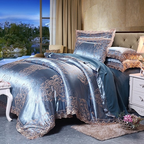 Luxury Satin Cotton Lace Bedding Set